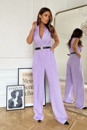 288-50 Kombinezon W Pepitkę - liliowy