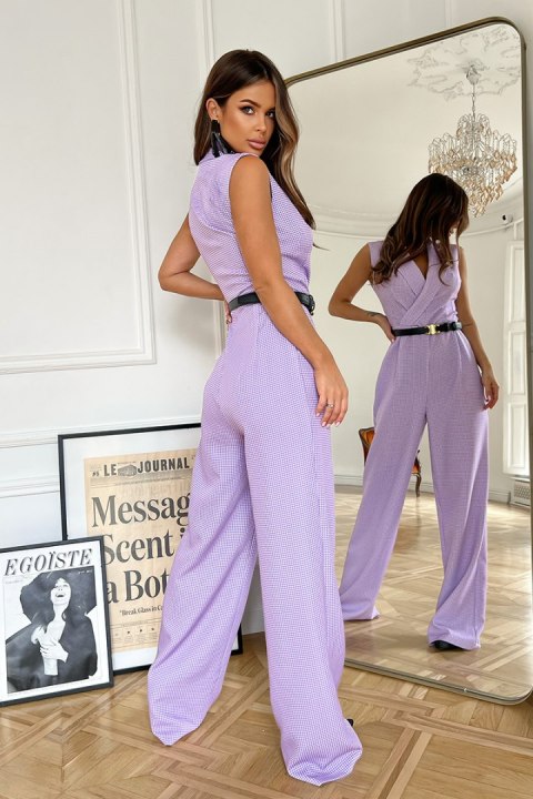 288-50 Kombinezon W Pepitkę - liliowy