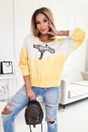 109-09 Bluza Farbowana Z Ptakiem - żółty