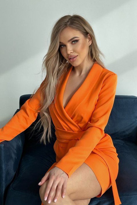 242-14 Sukienka Marynarkowa - pomarańczowy