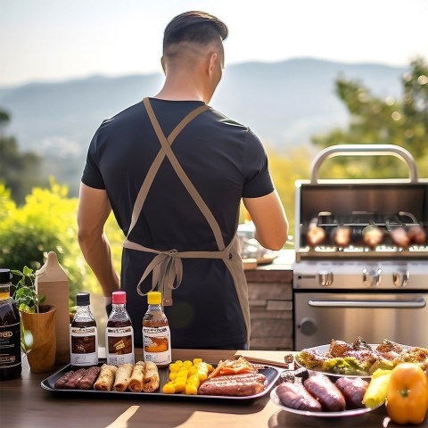 Fartuch kuchenny wiązany fartuszek brązowy ORION 960870