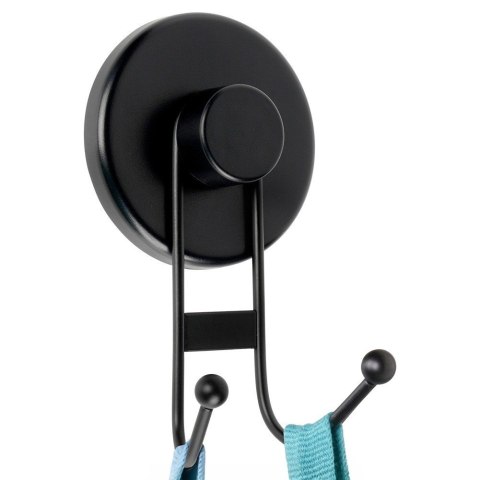 Haczyk wieszak ścienny na ubrania ręczniki metalowy czarny na przyssawkę podwójny BATHROOM SOLUTIONS 567013