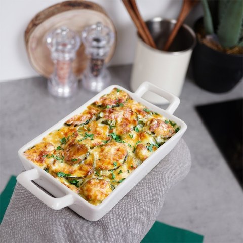 Naczynie żaroodporne porcelanowe białe prostokątne małe 20x10x4cm 300ml HIT 259200