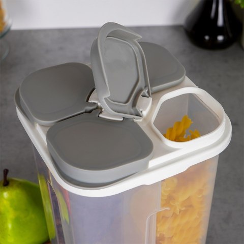 Pojemnik na produkty sypkie płatki mąkę kawę z dozownikiem dzielony 2.4L EXCELLENT HOUSEWARE 259387