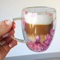 Szklanka termiczna z kwiatami w środku, gipsówka hortensje róż 300 ml 1szt SZK165