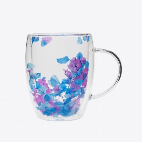 Szklanka termiczna z kwiatami w środku, gipsówka hortensje róż 300 ml 1szt SZK195