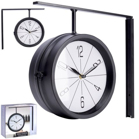 Zegar ścienny na ścianę metalowy czarny dwustronny 30.5x9.5x28cm VILDE 569946