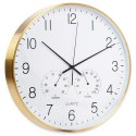 Zegar ścienny na ścianę z termometrem i higrometrem biały złoty 38cm VILDE 568133