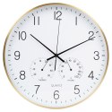 Zegar ścienny na ścianę z termometrem i higrometrem biały złoty 38cm VILDE 568133
