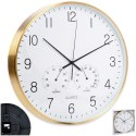 Zegar ścienny na ścianę z termometrem i higrometrem biały złoty 38cm VILDE 568133