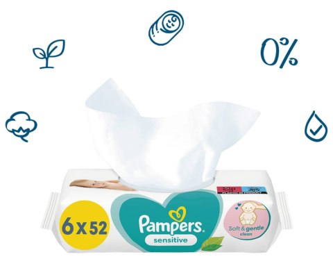 PAMPERS Chusteczki Nawilżane Sensitive 6 x 52 szt. Pampers