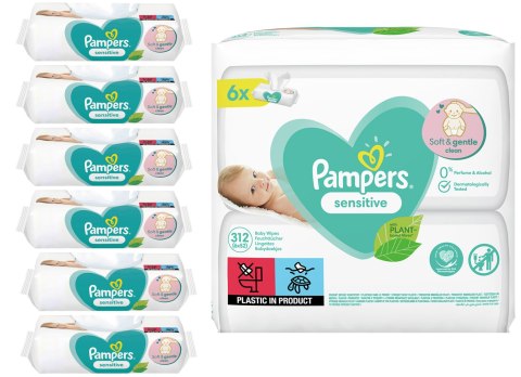 PAMPERS Chusteczki Nawilżane Sensitive 6 x 52 szt. Pampers