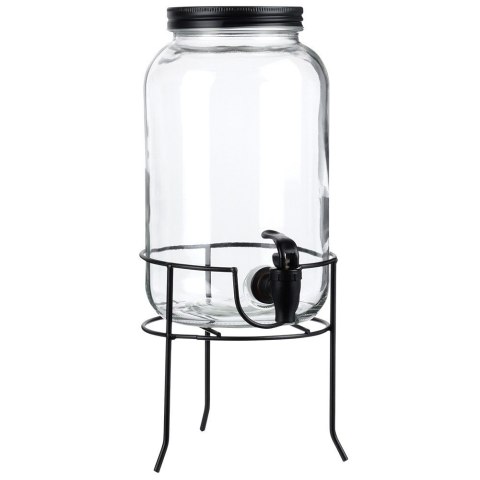 SŁÓJ SŁOIK DO NAPOJÓW Z KRANIKIEM I STOJAKIEM CZARNY DYSTRYBUTOR NA NAPOJE WODĘ LEMONIADĘ 3.2L VILDE 139608