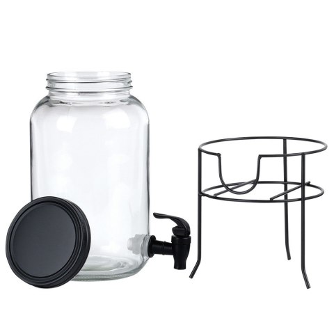 SŁÓJ SŁOIK DO NAPOJÓW Z KRANIKIEM I STOJAKIEM CZARNY DYSTRYBUTOR NA NAPOJE WODĘ LEMONIADĘ 3.2L VILDE 139608