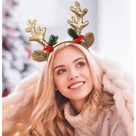 Świąteczna opaska do włosów z uszkami i rogami Renifer O538Z