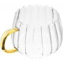 Filiżanka szklanka z falowanymi ściankami ze złotych uchem 350 ml 1szt SZK84