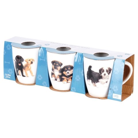 Kubki ceramiczne do kawy herbaty psy 220 ml zestaw kubków 3 sztuki EXCELLENT HOUSEWARE 139700