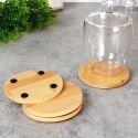 Podstawki podkładki pod kubek kubki drewniane 9.7cm 4 sztuki EXCELLENT HOUSEWARE 139314-O