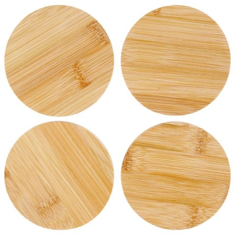 Podstawki podkładki pod kubek kubki drewniane 9.7cm 4 sztuki EXCELLENT HOUSEWARE 139314-O