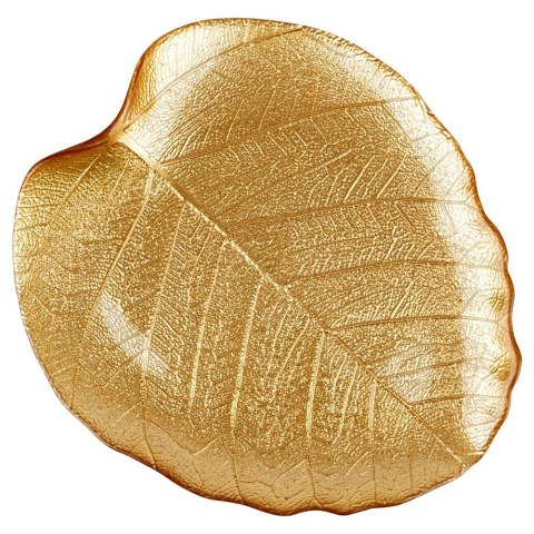Talerz do serwowania szklany złoty liść 27.5x24cm VILDE 139735