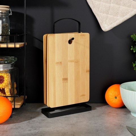 Zestaw komplet desek deski do krojenia bambusowe ze stojakiem 6SZT 22x14cm EXCELLENT HOUSEWARE 259076