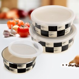 Miska kuchenna emaliowana z pokrywką SZACHOWNICA 17cm 1L ORION 129233