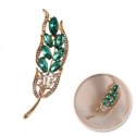 Broszka ozdobna - zielony kłos z cyrkoniami BZ214
