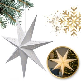 DUŻA GWIAZDA PAPIEROWA ŚWIĄTECZNA AŻUROWA biała 60 cm WITRAŻ 3D WG11