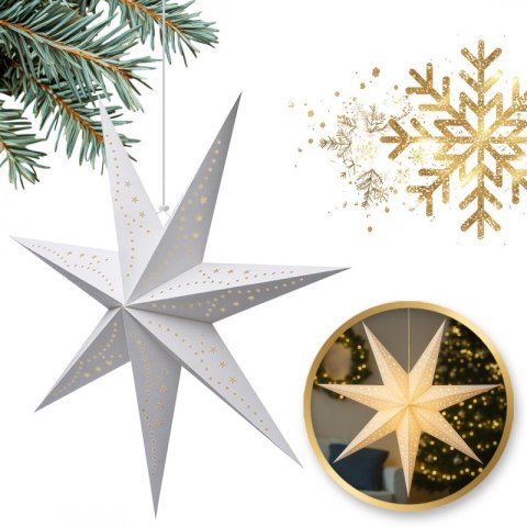 DUŻA GWIAZDA PAPIEROWA ŚWIĄTECZNA AŻUROWA biała 60 cm WITRAŻ 3D WG11