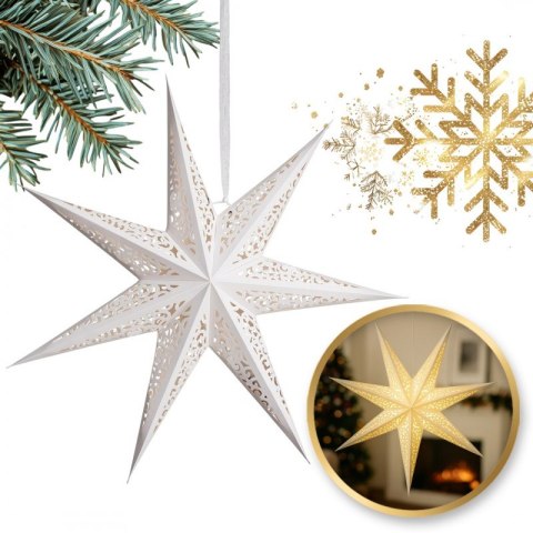 DUŻA GWIAZDA PAPIEROWA ŚWIĄTECZNA AŻUROWA biała 60 cm WITRAŻ 3D WG12