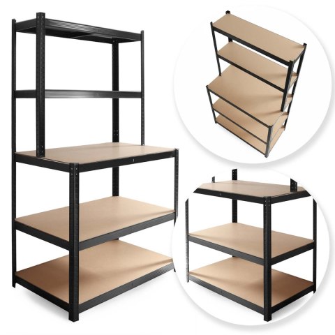 Regał metalowy stół warsztatowy 180 x 100 x 60 cm Humberg HR-855 czarny