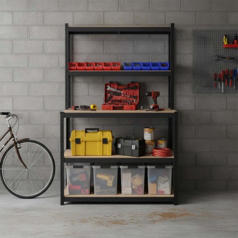 Regał metalowy stół warsztatowy 180 x 100 x 60 cm Humberg HR-855 czarny