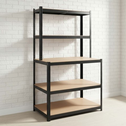 Regał metalowy stół warsztatowy 180 x 100 x 60 cm Humberg HR-855 czarny