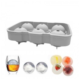 Foremki silikonowe do kostek lodów, na 6 dużych kulek lodu, szary FNL01