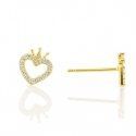 Kolczyki ze stali szlachetnej pozłacane 14k złotem, cyrkonie serce, gwiazdka KST3493