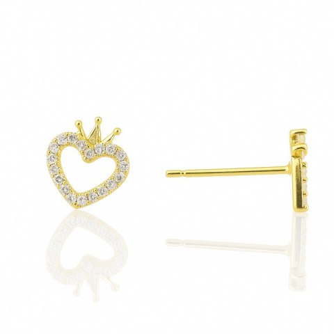 Kolczyki ze stali szlachetnej pozłacane 14k złotem, cyrkonie serce, gwiazdka KST3493