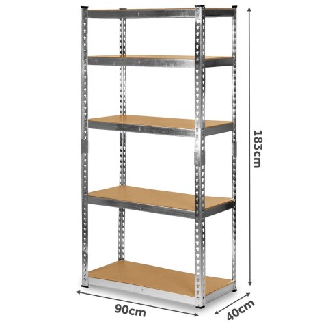 Regał metalowy magazynowy 183 x 90 x 40 cm Humberg HR-853 srebrny