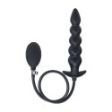 Beaded Inflatable Silicone Anal Plug - Black