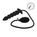 Beaded Inflatable Silicone Anal Plug - Black