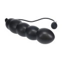 Beaded Inflatable Silicone Anal Plug - Black