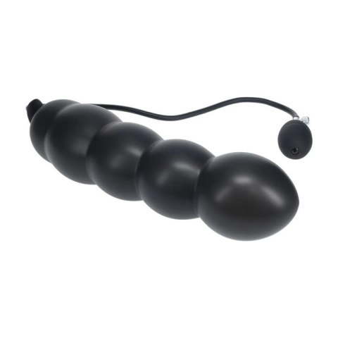 Beaded Inflatable Silicone Anal Plug - Black