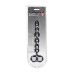 Beaded Silicone Anal Probe with Double Loop - Black
