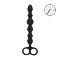 Beaded Silicone Anal Probe with Double Loop - Black