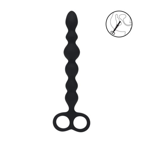 Beaded Silicone Anal Probe with Double Loop - Black
