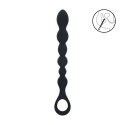 Beaded Snake Silicone Anal Probe with Loop - Black