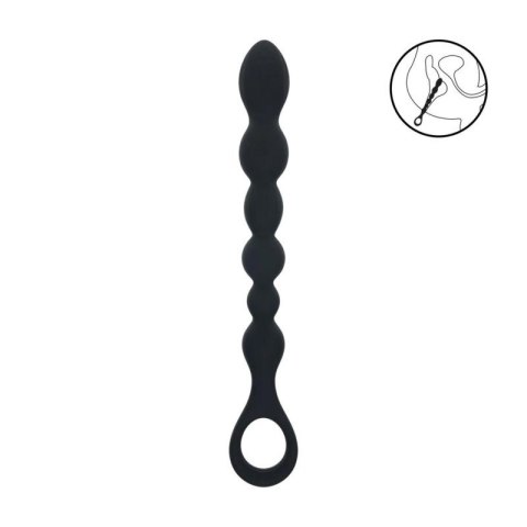 Beaded Snake Silicone Anal Probe with Loop - Black