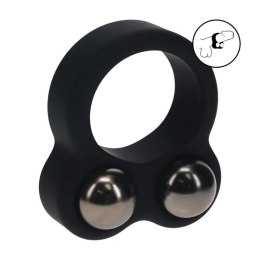 Liquid Silicone Double Weighted Ball Cockring - Black