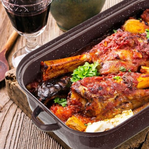 Brytfanna gęsiarka z pokrywką do piekarnika emaliowana prostokątna 1.5L ORION 127020