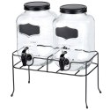 SŁÓJ SŁOIK DO NAPOJÓW Z KRANIKIEM I STOJAKIEM CZARNYM PODWÓJNY 2X4L 3 ELE. VILDE 139752
