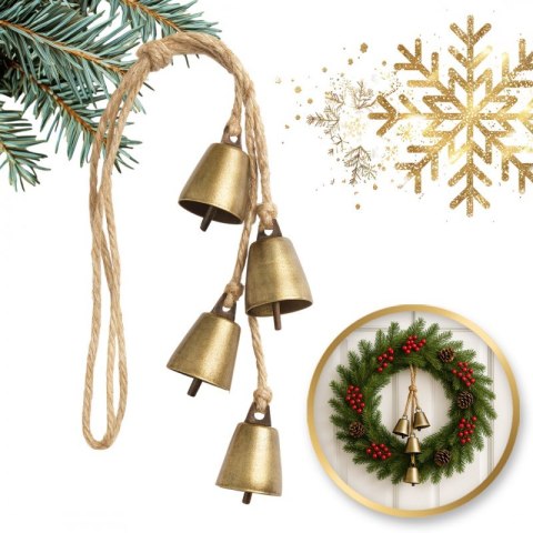 Świąteczna dekoracja - metalowe dzwonki 35 cm - WOZ52